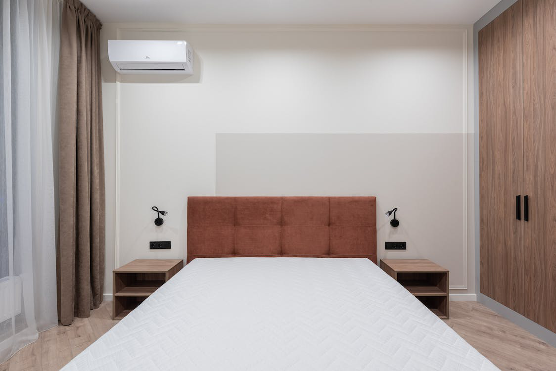 An air conditioner installed in a bedroom